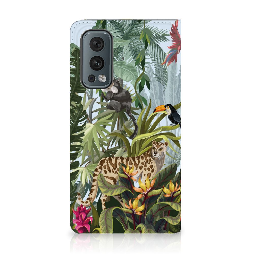 Hoesje maken voor OnePlus Nord 2 5G Jungle met tropisch dieren en planten, perfect cadeau met uitstekende bescherming.