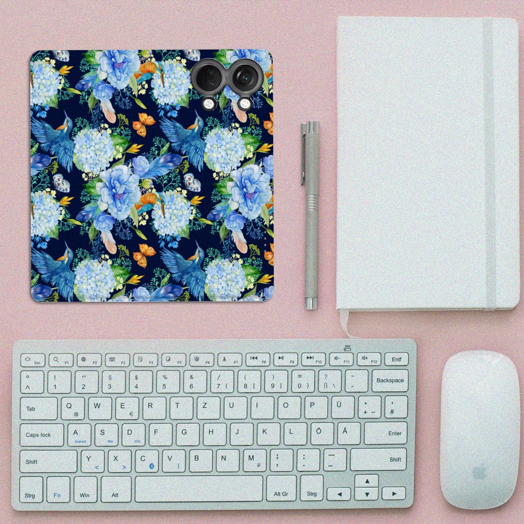 OnePlus Nord 3 Hoesje maken IJsvogel bovenaanzicht bloemen design