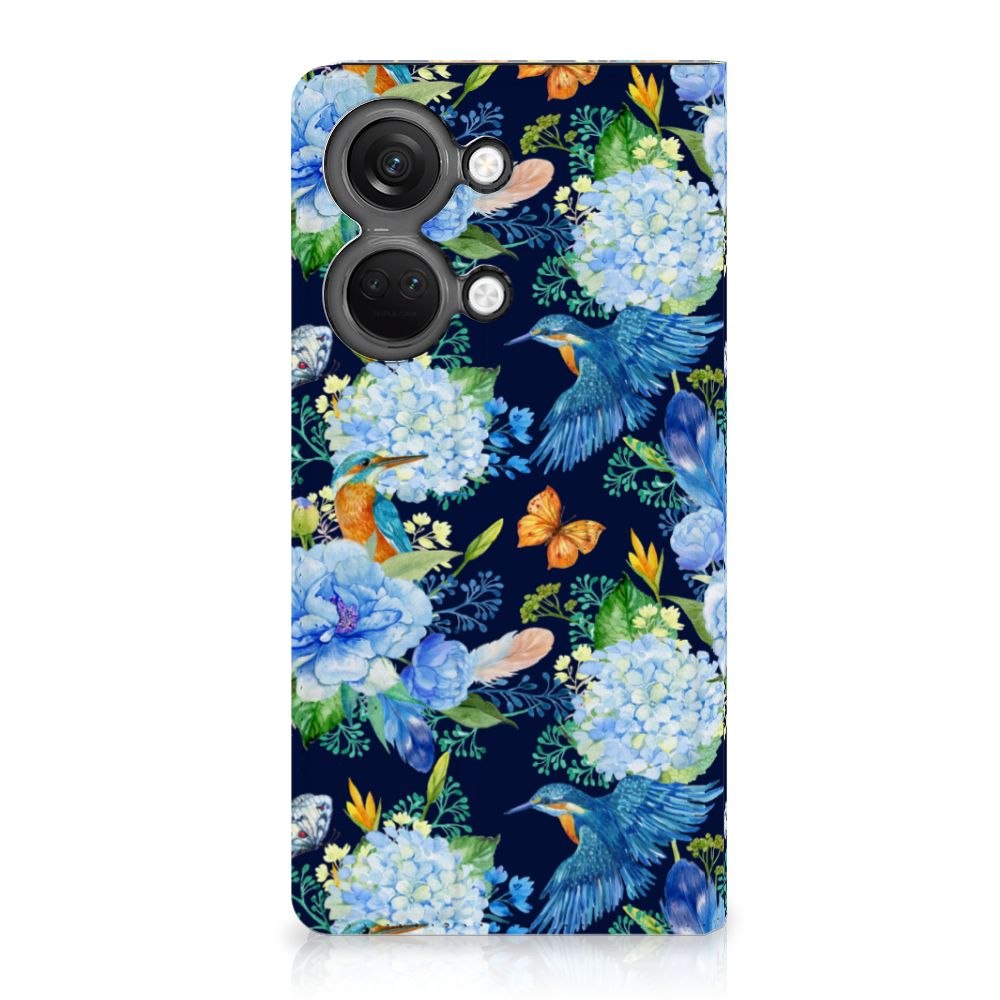 OnePlus Nord 3 Hoesje maken IJsvogel design bloemen aanzicht