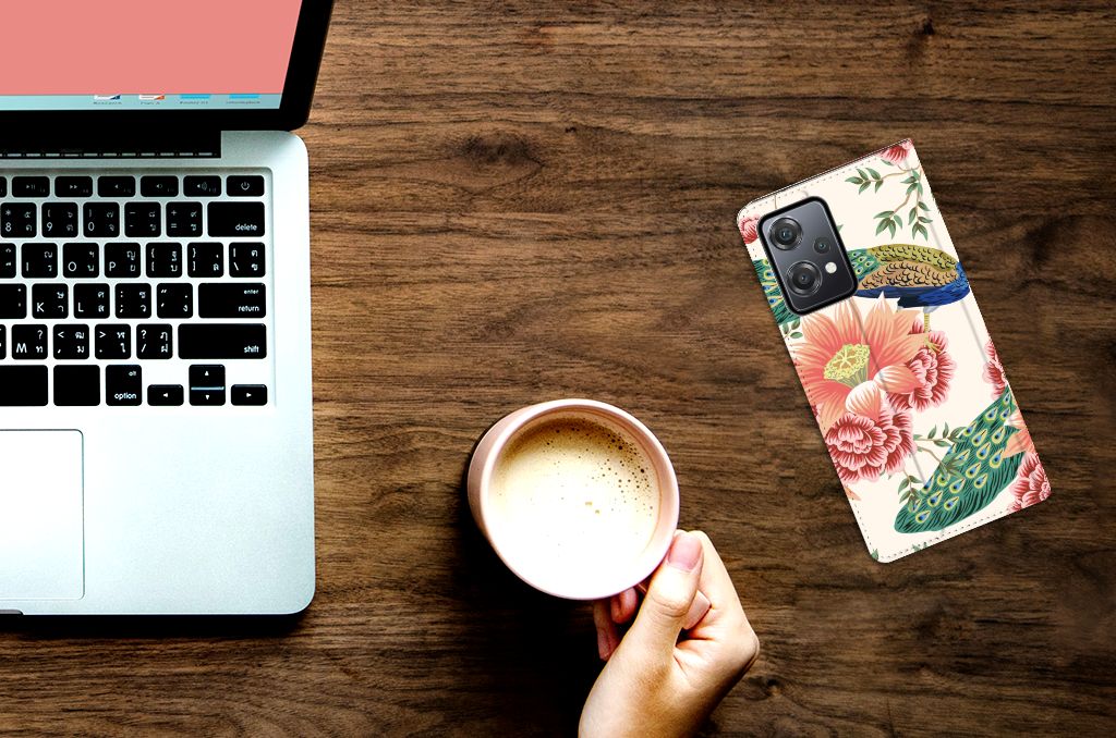 OnePlus Nord CE 2 Lite 5G hoesje maken Pink Peacock aanzicht