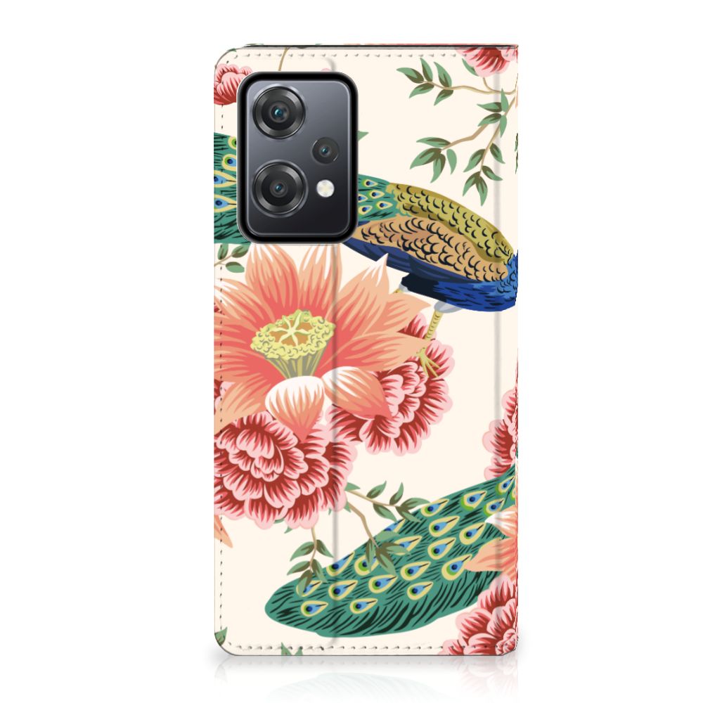 Hoesje maken voor OnePlus Nord CE 2 Lite 5G Pink Peacock design pauwen aanzicht