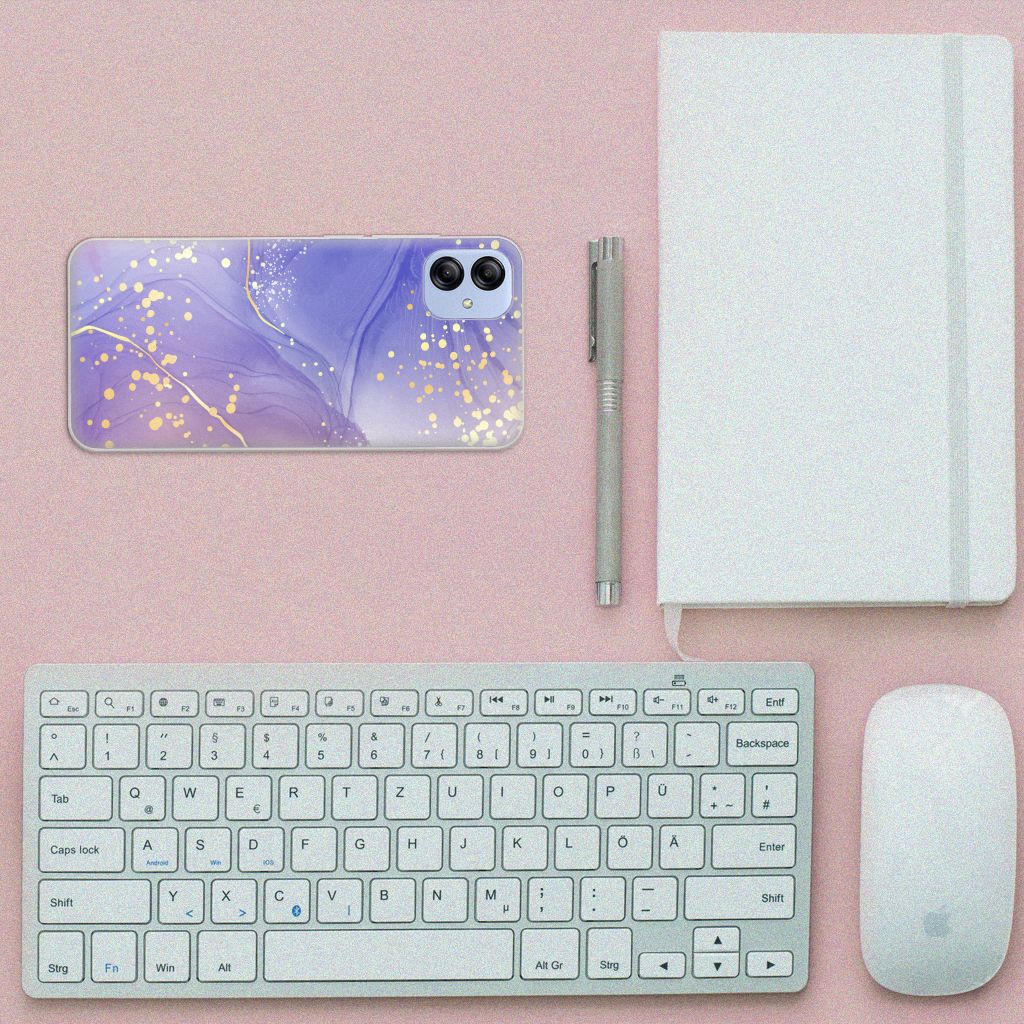 Samsung Galaxy A04e Hoesje maken voor Samsung Galaxy A04e Watercolor Paars achterkant