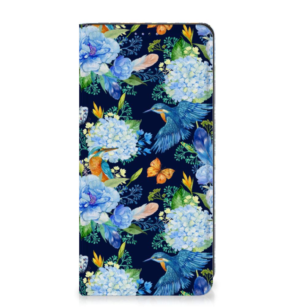 Samsung Galaxy A05 Hoesje maken IJsvogel design bloemen vooraanzicht