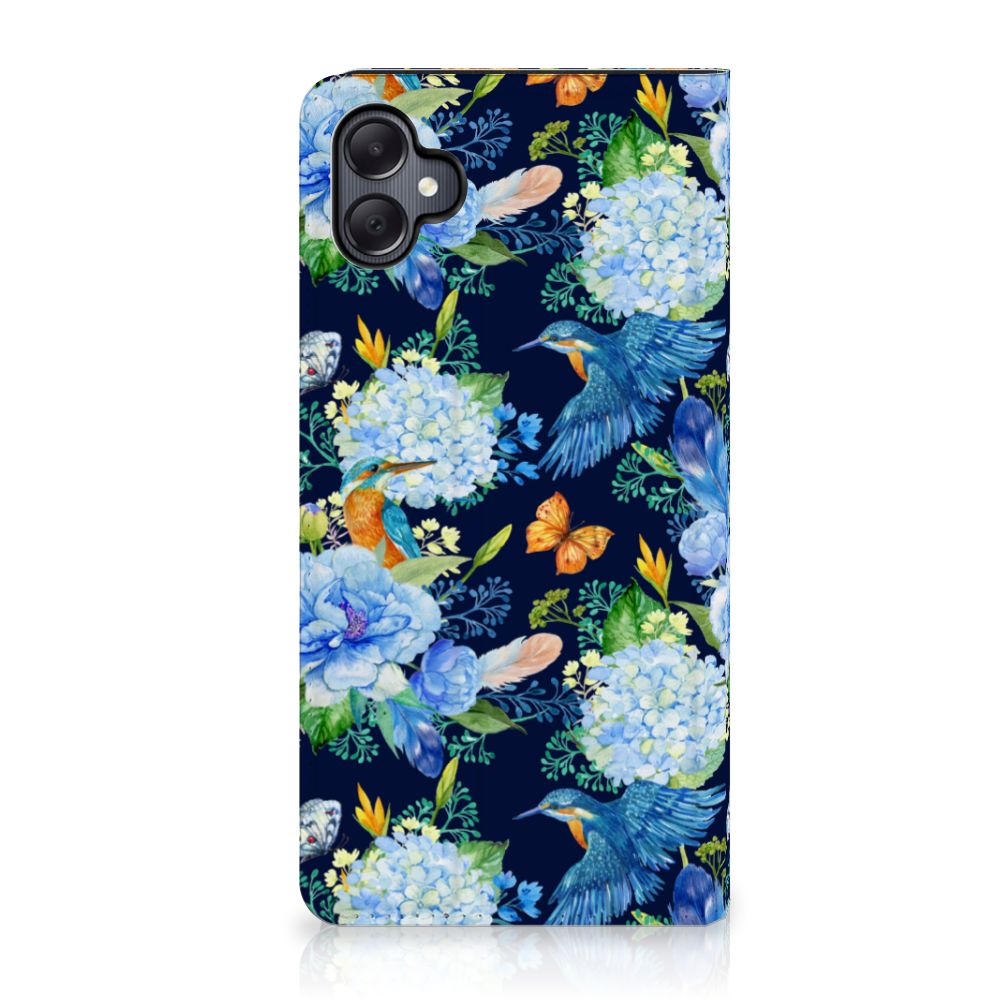 Samsung Galaxy A05 Hoesje maken IJsvogel design bloemen aanzicht