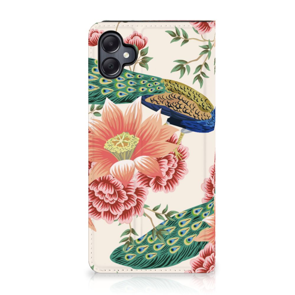 Samsung Galaxy A05 hoesje maken Pink Peacock design voorkant