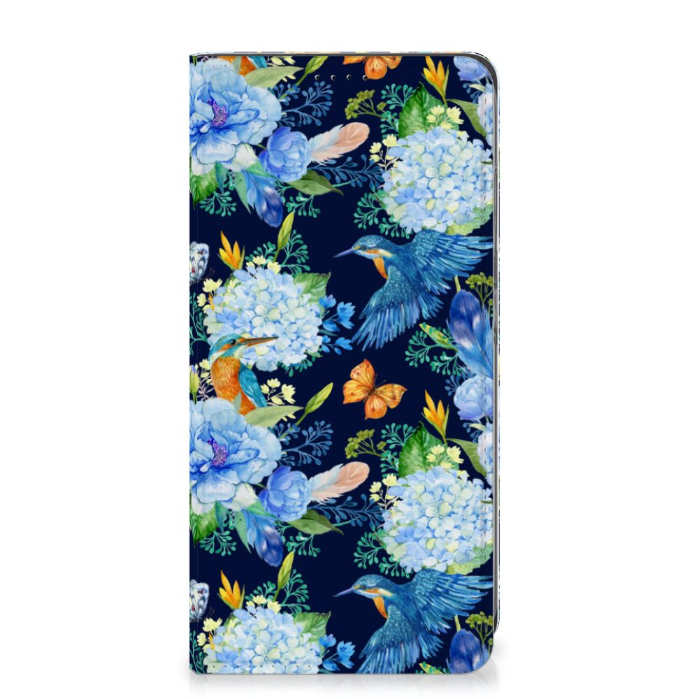Samsung Galaxy A05s Hoesje maken IJsvogel bloemen design voorkant