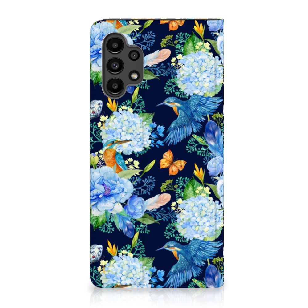 Hoesje maken voor Samsung Galaxy A13 (4G) IJsvogel met bloemen en kleuren, perfect als cadeau 🌼 voor bescherming en gebruiksgemak.