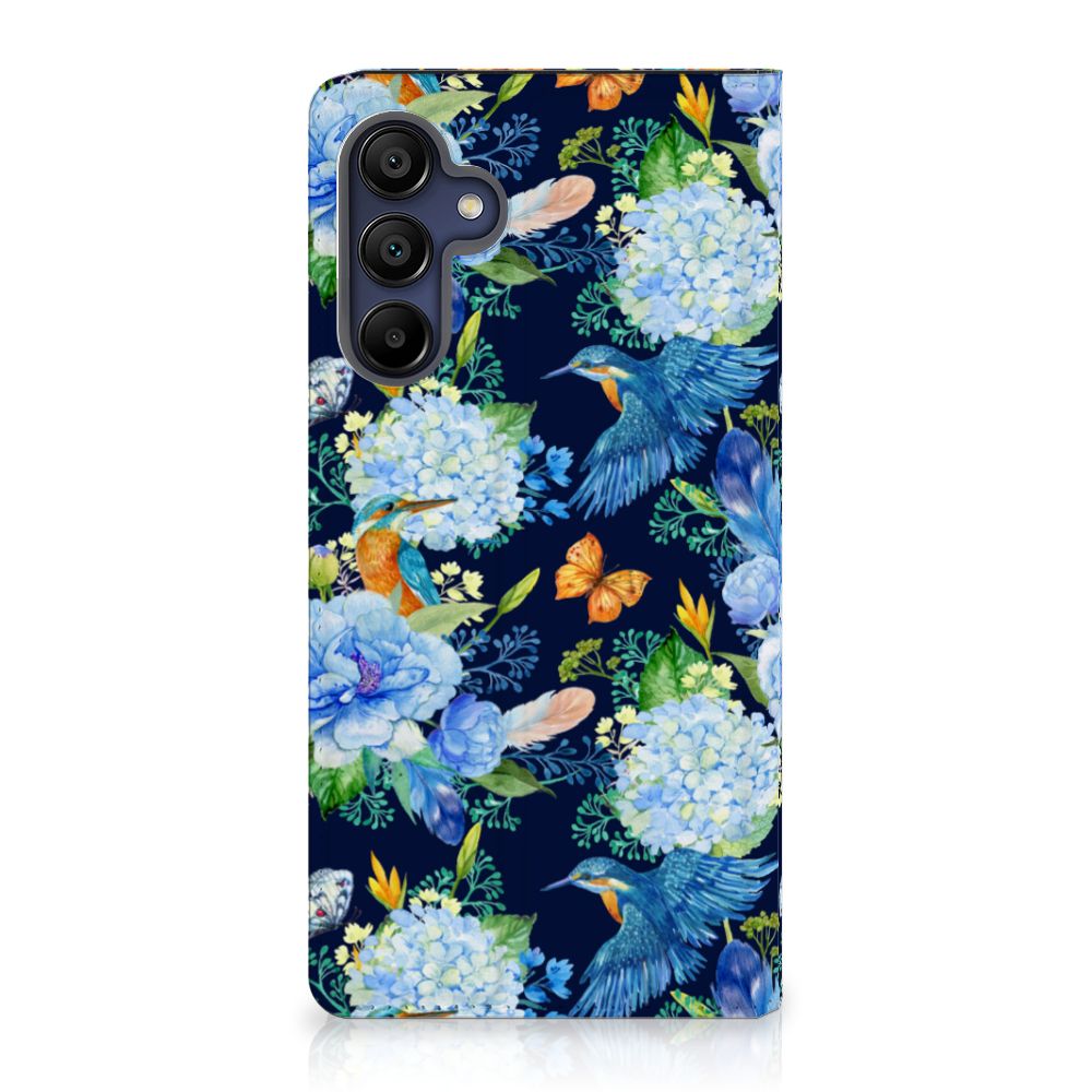 Samsung Galaxy A15 Hoesje maken IJsvogel bloemen design aanzicht