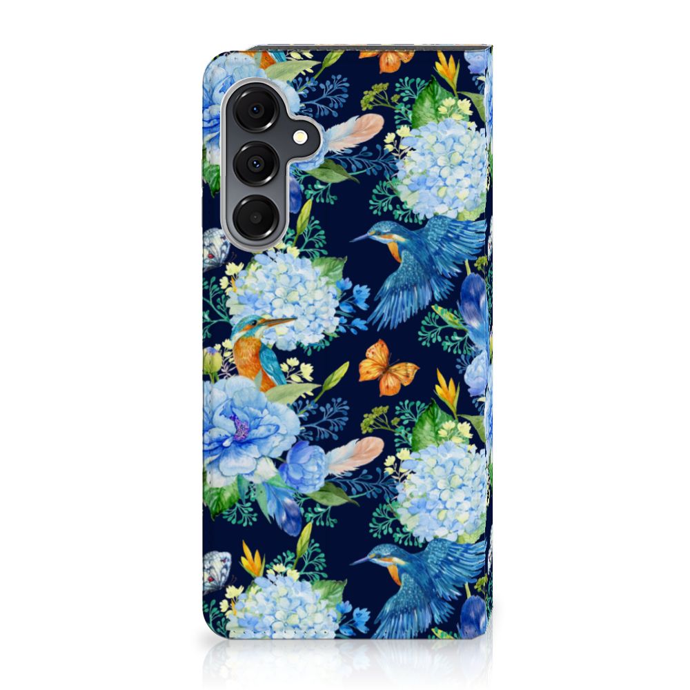 Samsung Galaxy A16 5G/4G Hoesje maken IJsvogel bloemen design voorkant