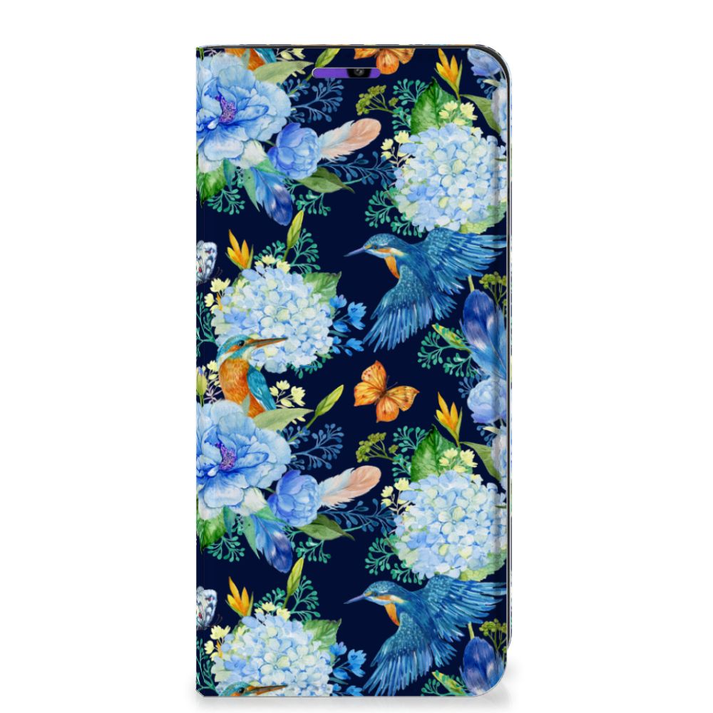Samsung Galaxy A22 4G Hoesje maken IJsvogel bloemen design voorkant