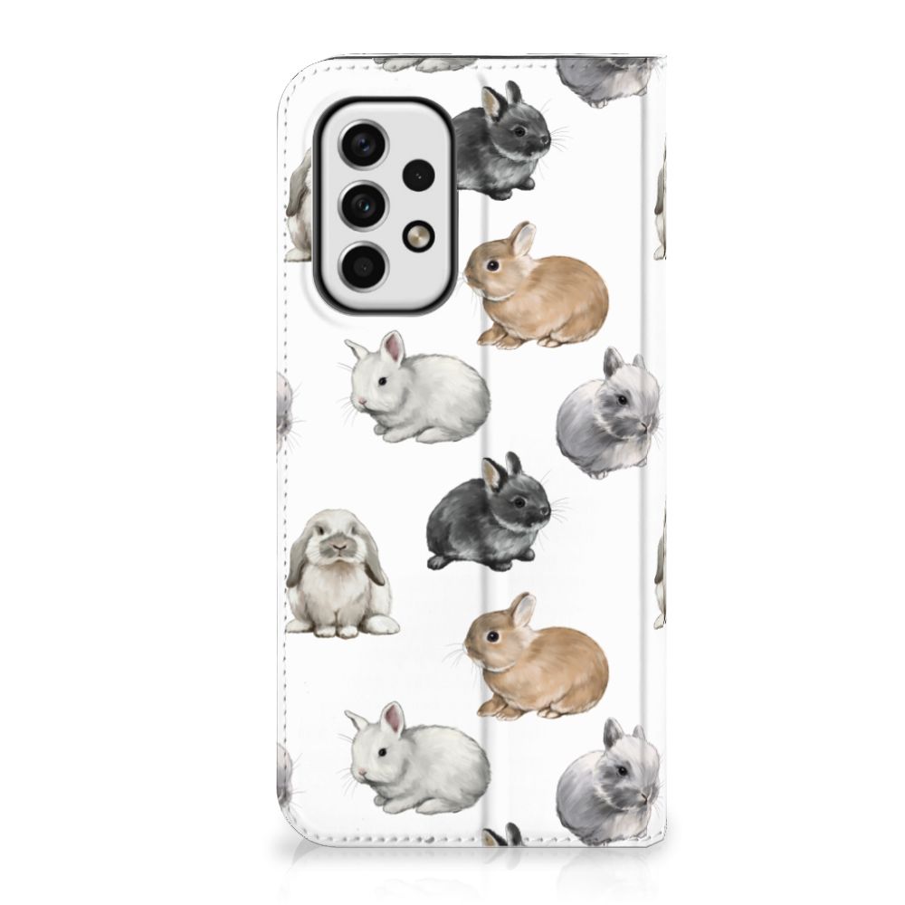 Hoesje maken voor Samsung Galaxy A23 Konijntjes met schattige konijnen in verschillende kleuren. 🐰