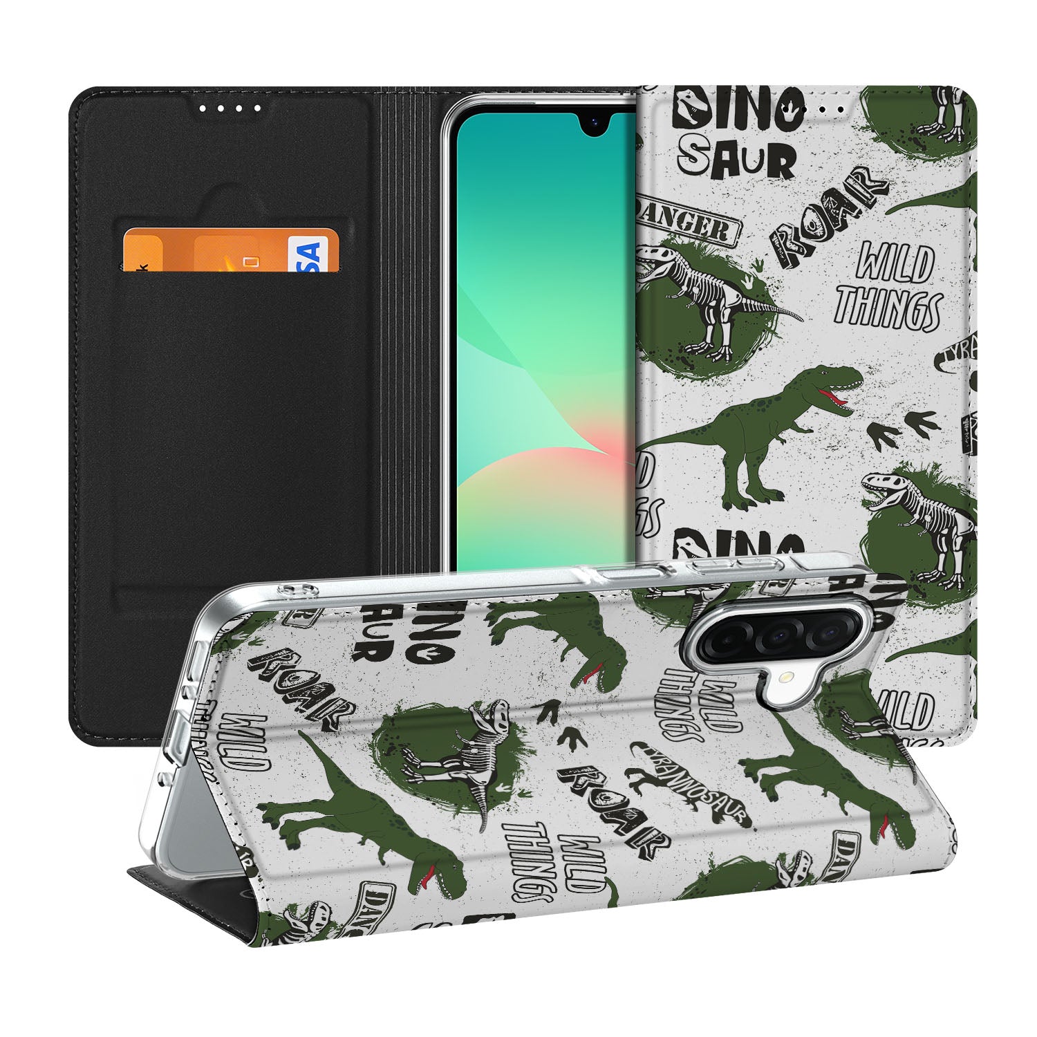 Samsung Galaxy A26 Hoesje maken Dinosaurus voorkant en zijkant