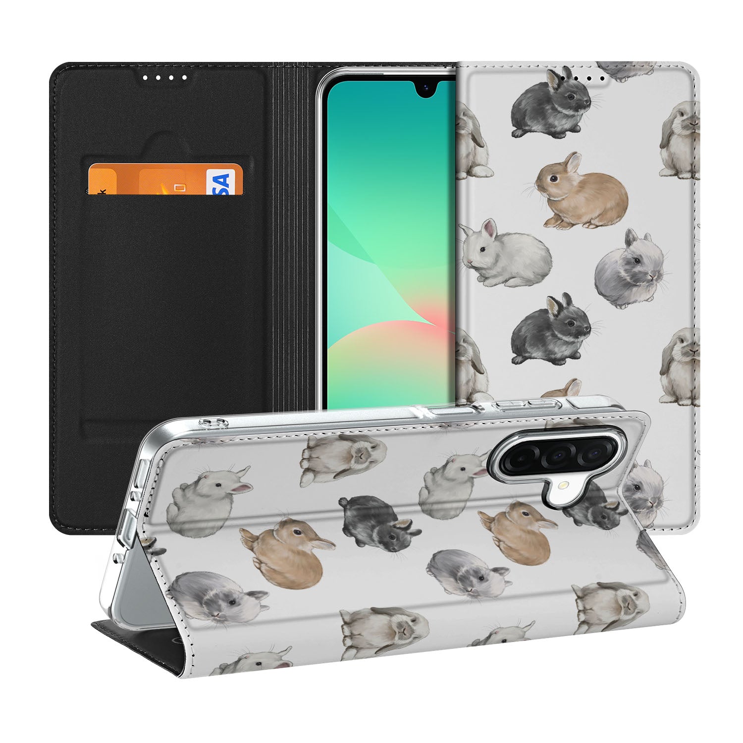 Samsung Galaxy A26 Hoesje maken Konijntjes voorkant achterkant
