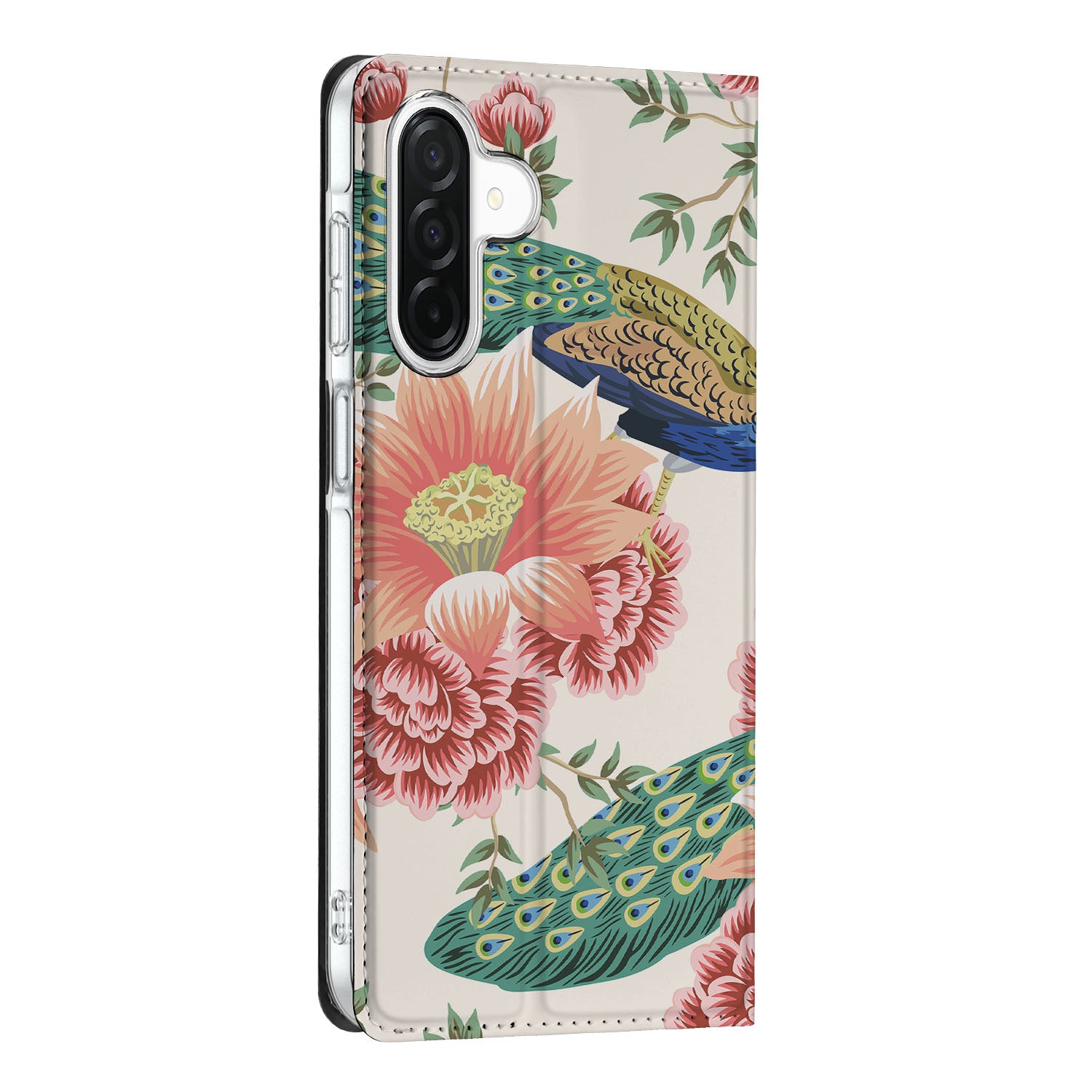 Samsung Galaxy A26 hoesje maken Pink Peacock zijkant