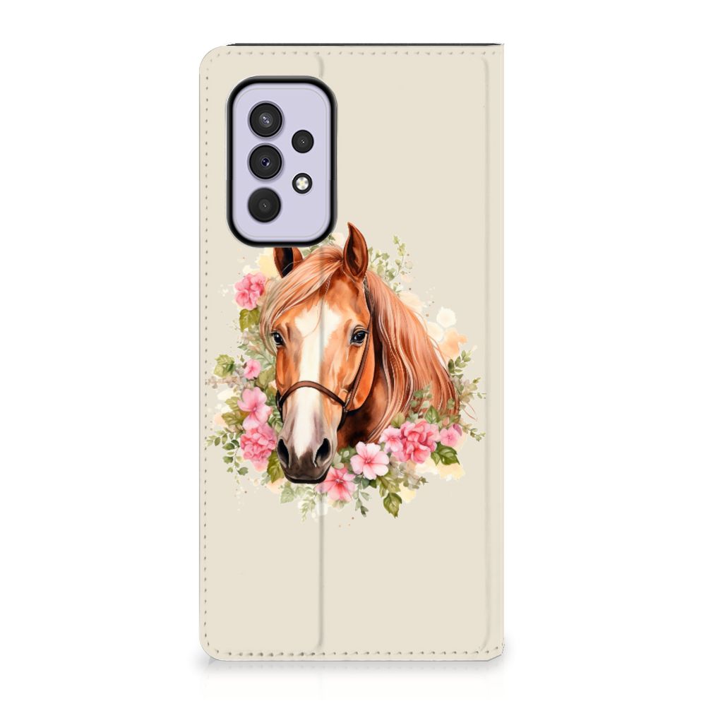 Hoesje maken voor Samsung Galaxy A33 5G Paard met bloemen 🌸, duurzaam en stijlvol cadeau met bescherming.