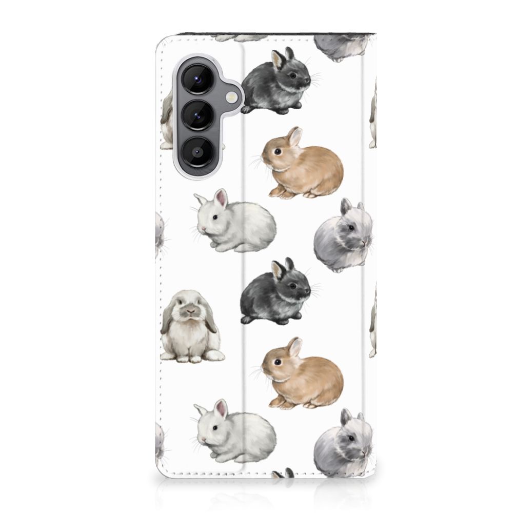 Samsung Galaxy A34 hoesje maken Konijntjes voorkant met schattige konijnen
