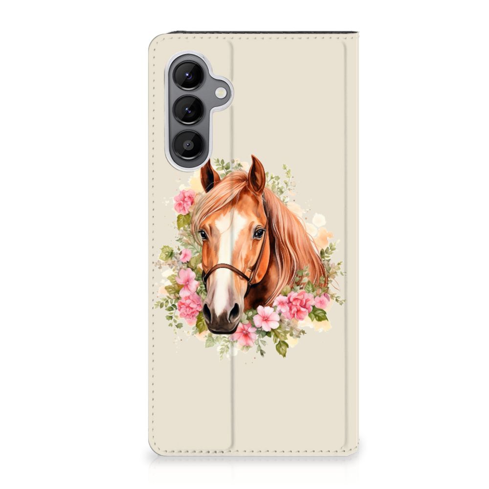 Samsung Galaxy A34 Hoesje maken Paard bloemen aanzicht
