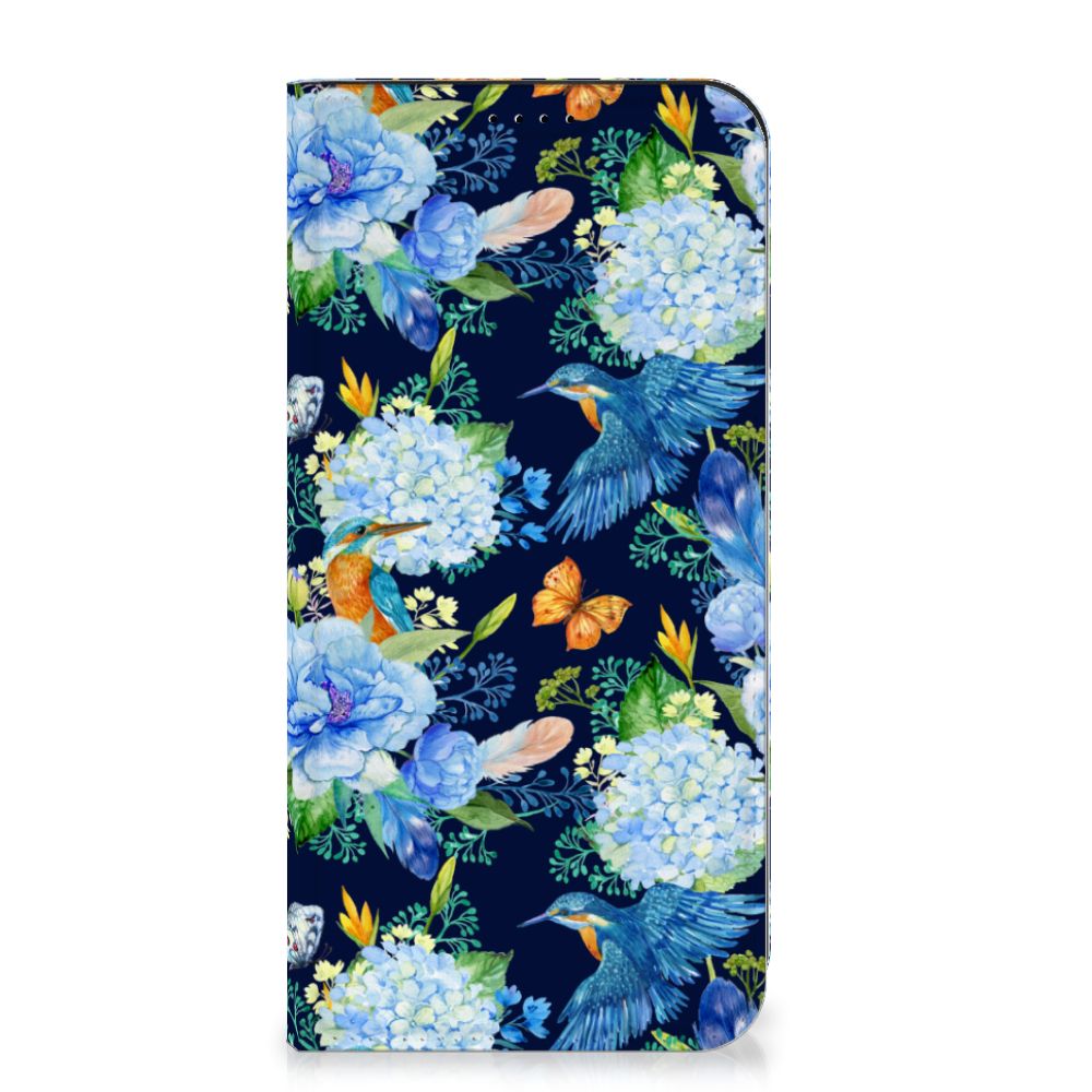 Samsung Galaxy A55 Hoesje maken IJsvogel bloemen design voorkant
