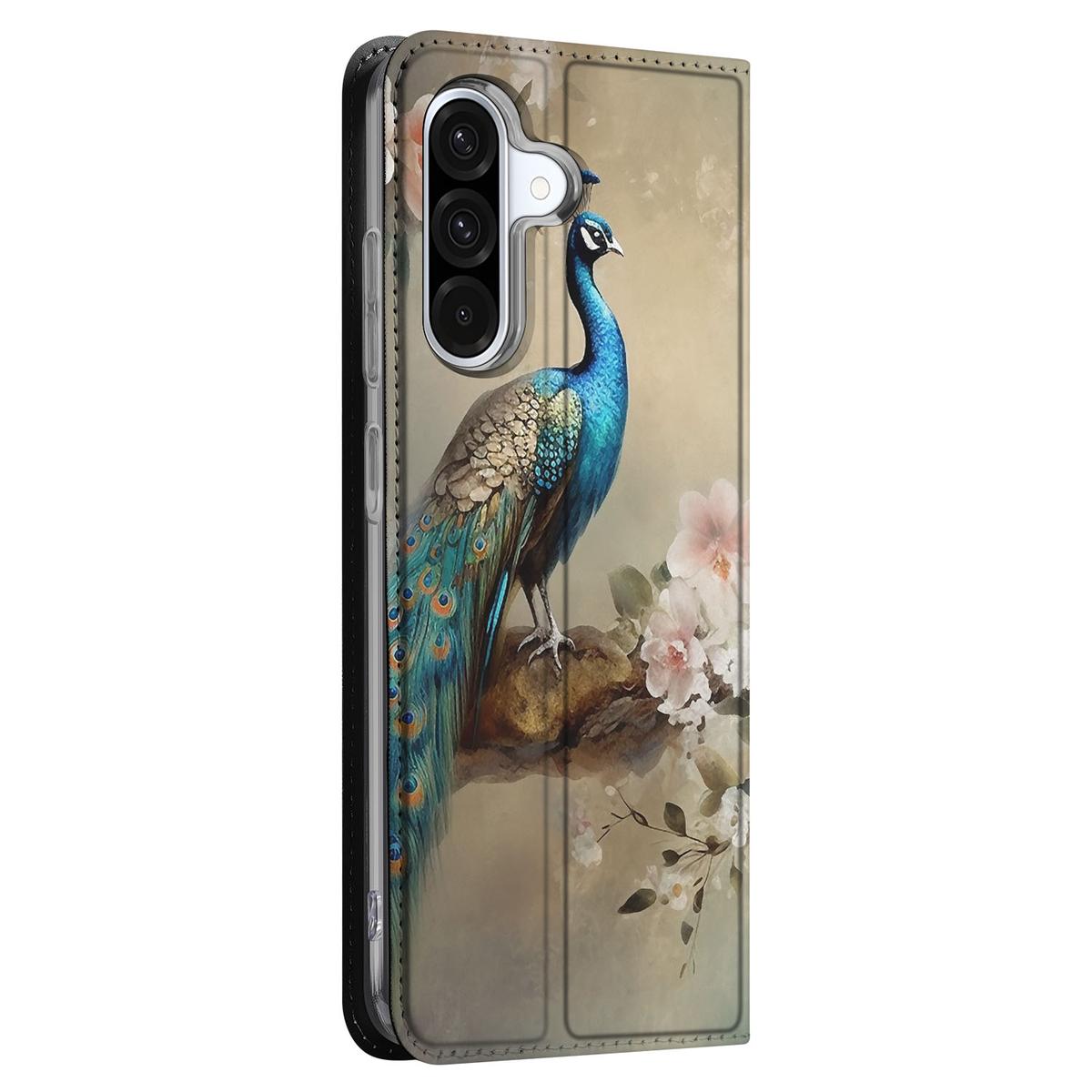 Samsung Galaxy A56 A36 hoesje maken Vintage Pauwen aanzicht