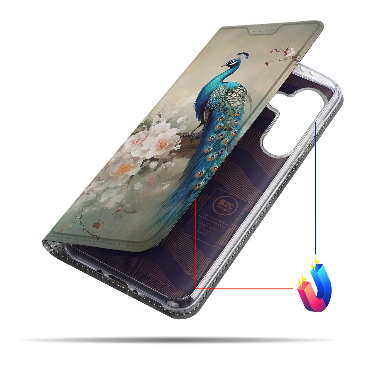 Samsung Galaxy A56 | A36 Hoesje maken voor Samsung Galaxy A56 | A36 Vintage Pauwen aanzicht