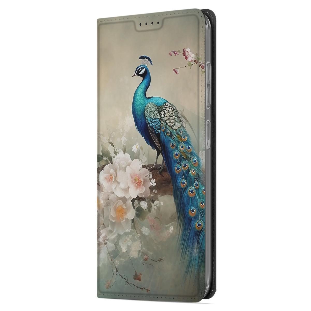 Hoesje maken voor Samsung Galaxy A56 | A36 Vintage Pauwen telefoon hoesje zijaanzicht