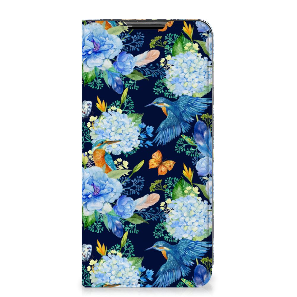 Samsung Galaxy A72 (5G/4G) Hoesje maken IJsvogel bloemendesign voorzijde