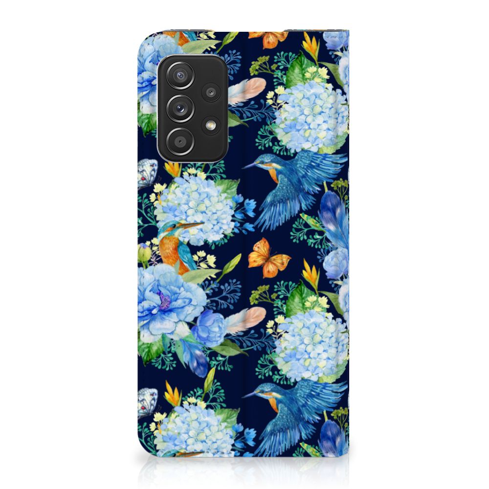 Samsung Galaxy A72 (5G/4G) Hoesje maken IJsvogel design bloemen kleuren