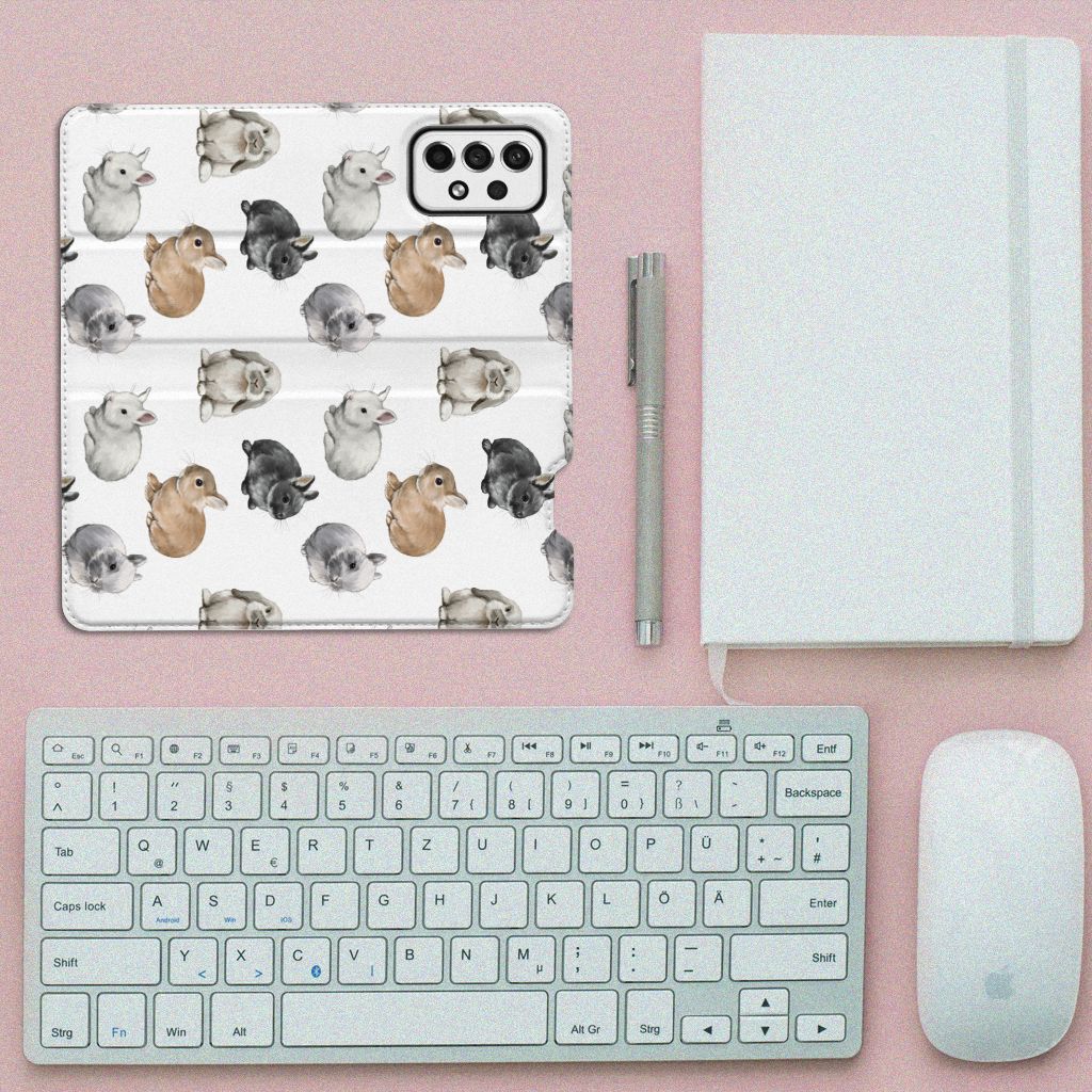 Samsung Galaxy A73 hoesje maken Konijntjes bovenaanzicht