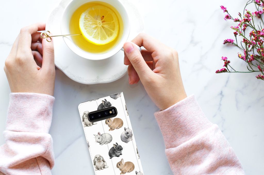 Samsung Galaxy S10 Hoesje maken voor Samsung Galaxy S10 Konijntjes bovenaanzicht