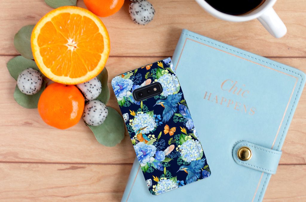 Samsung Galaxy S10e hoesje maken IJsvogel design bovenaanzicht