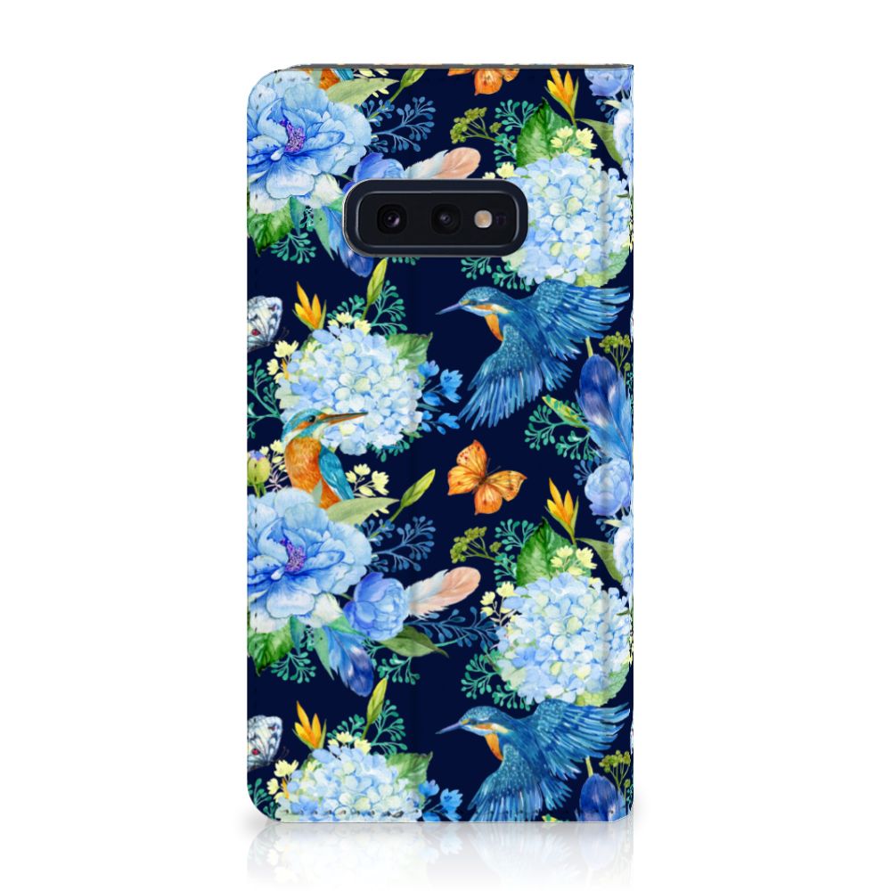 Samsung Galaxy S10e Hoesje maken IJsvogel design bloemen vooraanzicht