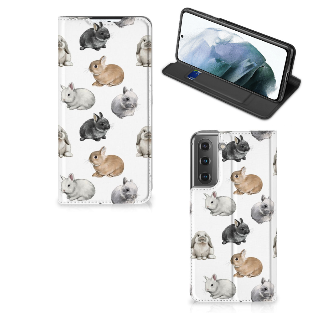 Samsung Galaxy S21 FE Hoesje maken voor Samsung Galaxy S21 FE Konijntjes voorkant achterkant