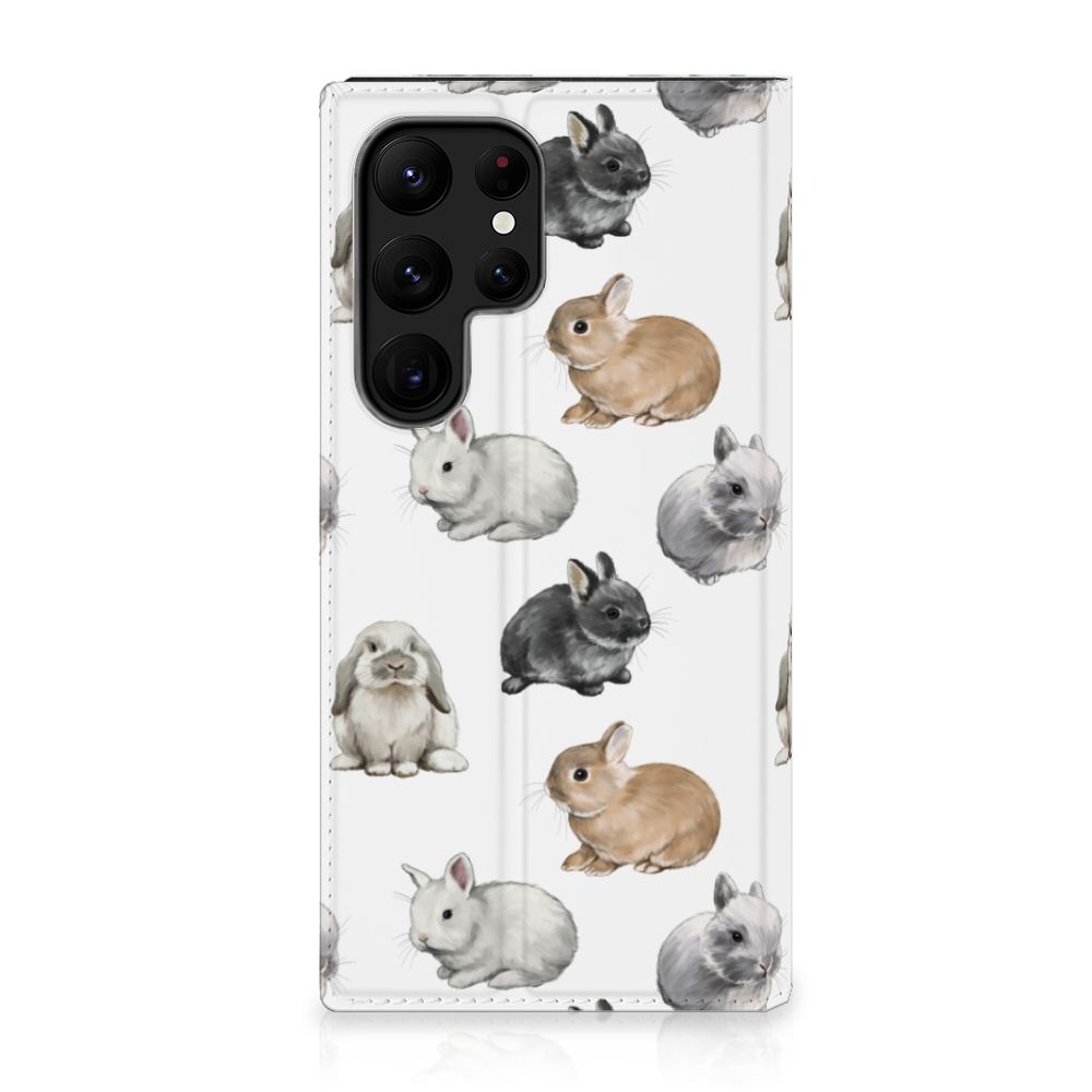 Hoesje maken voor Samsung Galaxy S23 Ultra Konijntjes met schattige konijnen, perfect cadeau voor bunny lovers!