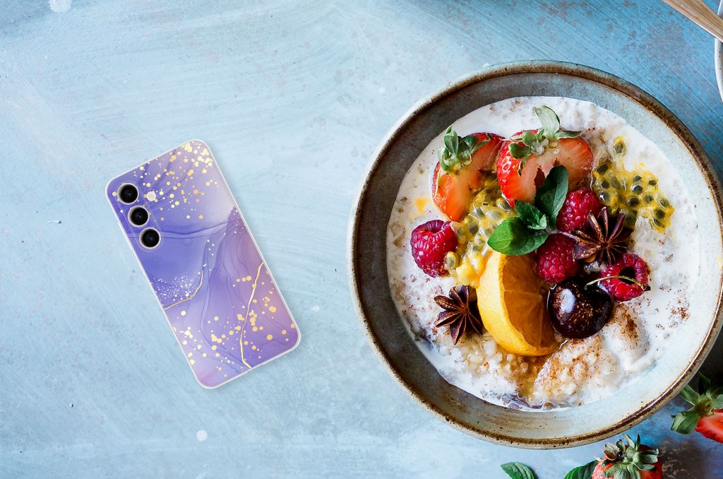 Hoesje maken voor Samsung Galaxy S24 Watercolor Paars B2C Telecom