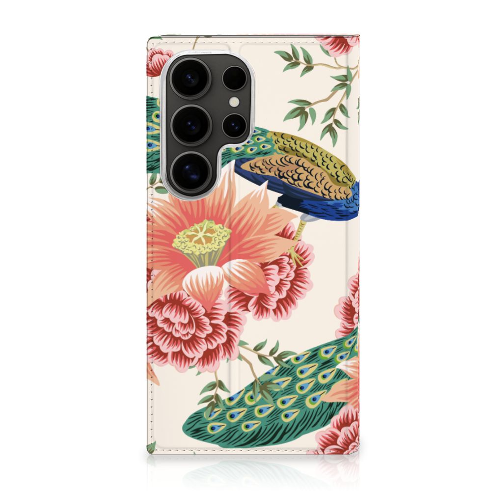 Samsung Galaxy S25 Ultra Hoesje maken voor Samsung Galaxy S25 Ultra Pink Peacock ontwerp voorkant