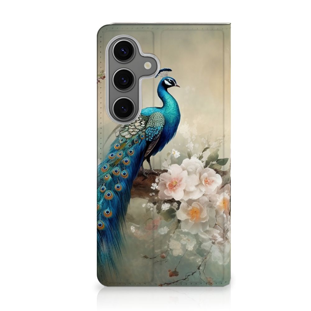 Samsung Galaxy S25 hoesje maken voor Samsung Galaxy S25 Vintage Pauwen aanzicht