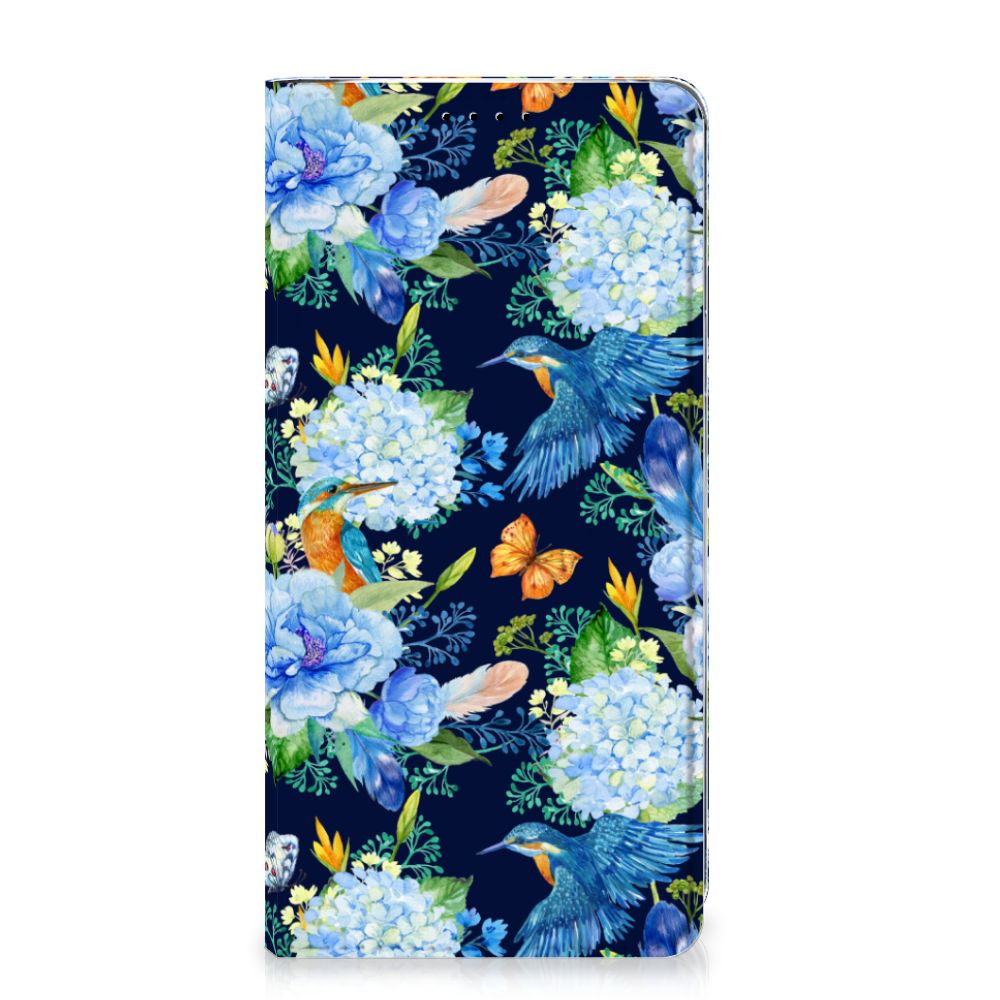 Samsung Galaxy S9 hoesje maken IJsvogel design bloemen aanzicht