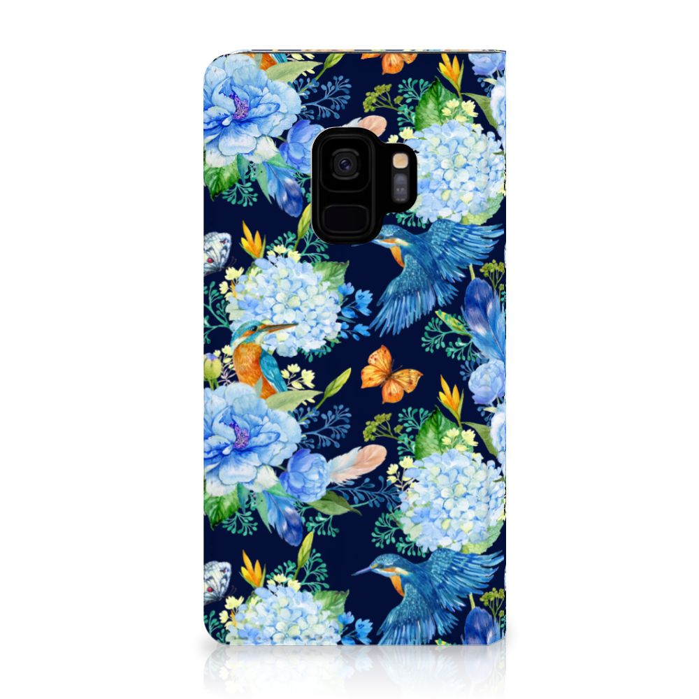 Samsung Galaxy S9 Hoesje maken IJsvogel design bloemen zicht