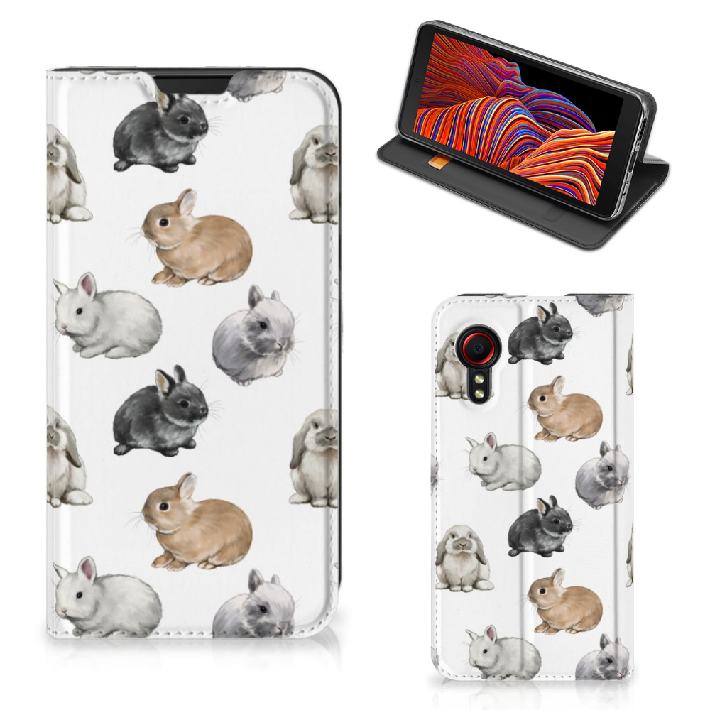 Samsung Galaxy Xcover 5 Hoesje maken voor Samsung Galaxy Xcover 5 Konijntjes design front en achterkant