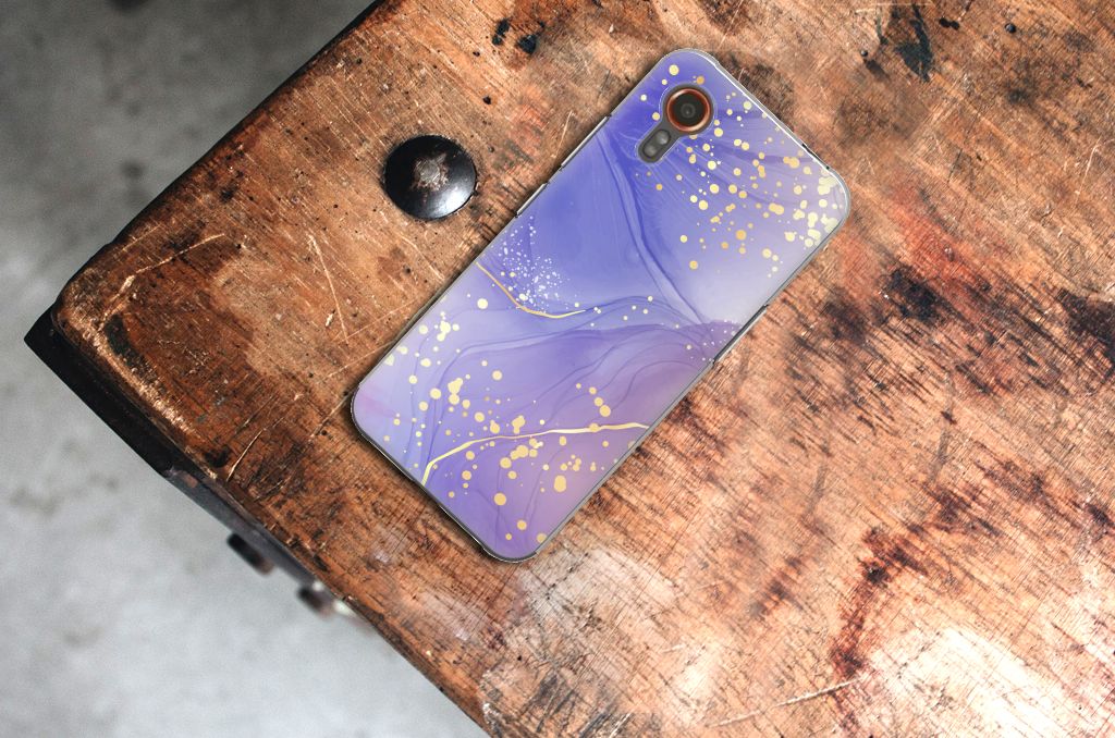 Samsung Galaxy Xcover 7 Hoesje maken voor Samsung Galaxy Xcover 7 Watercolor Paars achterkant