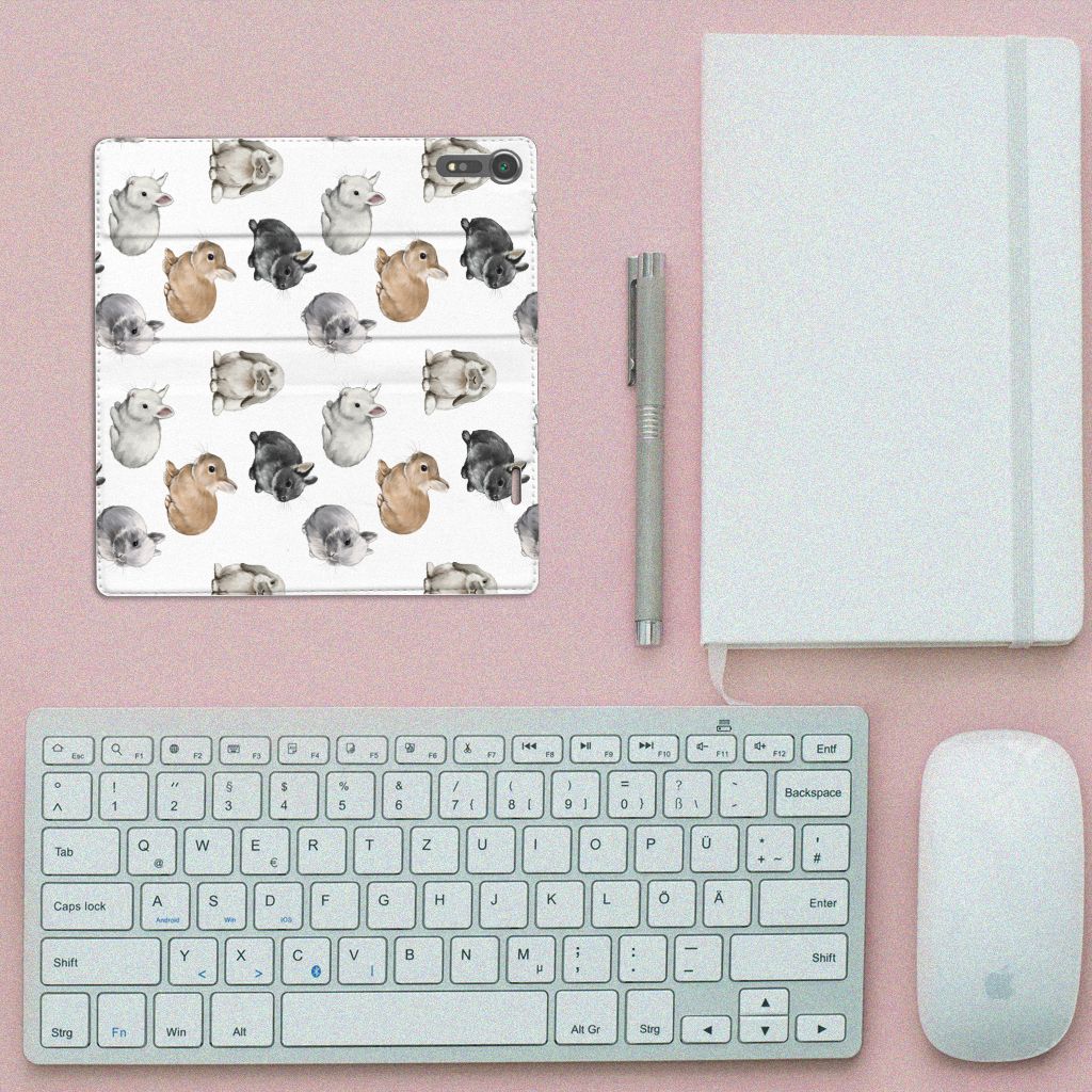 Sony Xperia XZ | XZs Hoesje maken voor Sony Xperia XZ | XZs Konijntjes bovenaanzicht