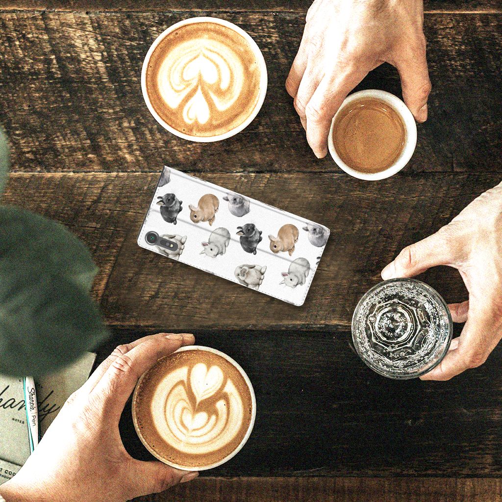 Sony Xperia XZ XZs Hoesje maken voor Sony Xperia XZ XZs Konijntjes bovenaanzicht