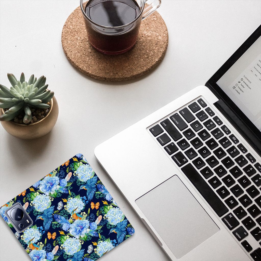 Xiaomi 13 Lite Hoesje maken voor Xiaomi 13 Lite IJsvogel bloemen design bovenaanzicht