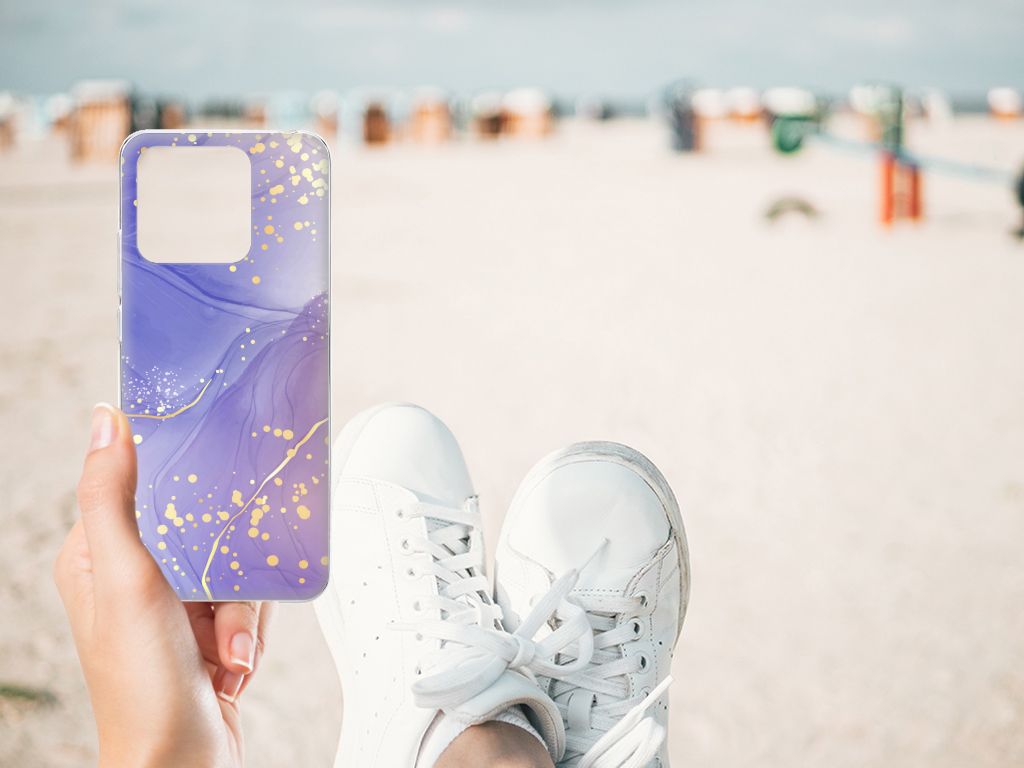 Xiaomi Redmi 10C Hoesje maken Watercolor Paars hand strand