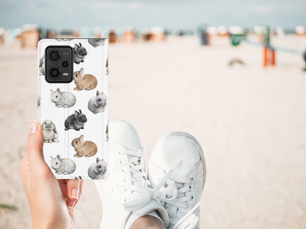 Xiaomi Redmi Note 12 Pro Plus hoesje maken Konijntjes design voorzijde