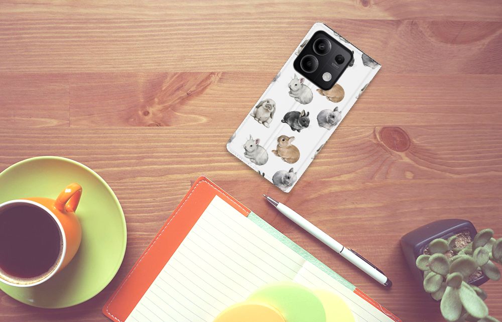 Xiaomi Redmi Note 13 5G Hoesje maken voor Xiaomi Redmi Note 13 5G Konijntjes bovenaanzicht