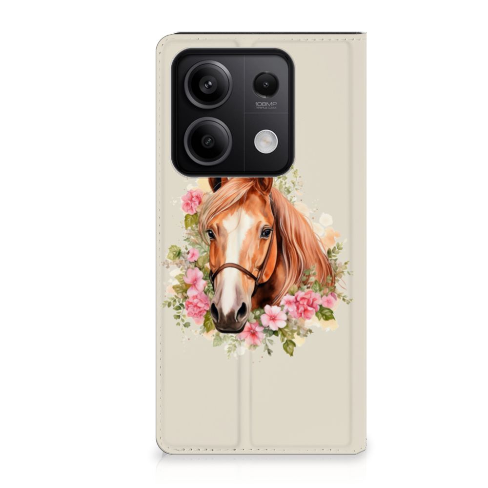 Xiaomi Redmi Note 13 5G Hoesje maken Paard bloemen aanzicht
