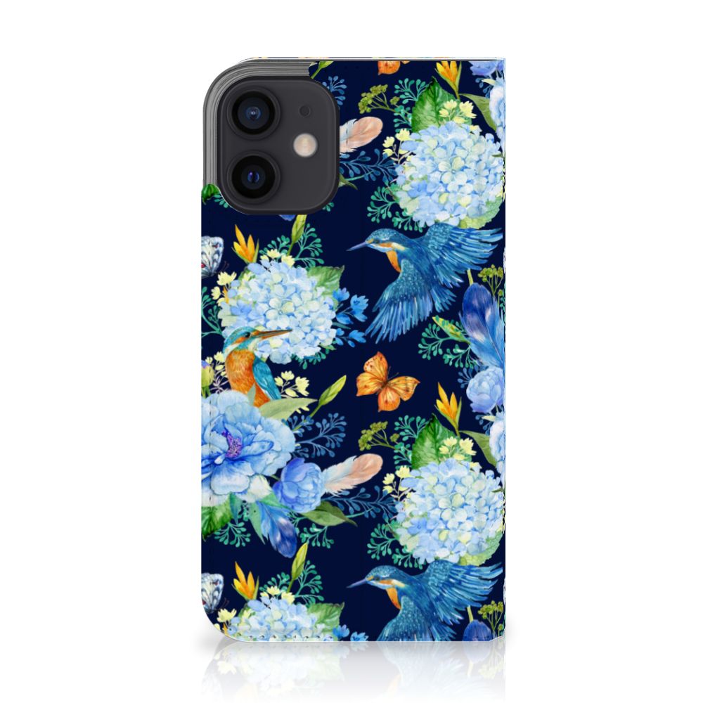 Hoesje maken voor iPhone 12 Mini IJsvogel met bloemen en een ijsvogel 🐦.