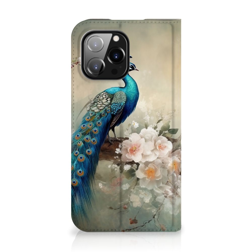iPhone 14 Pro Max hoesje maken voor iPhone 14 Pro Max Vintage Pauwen zijaanzicht