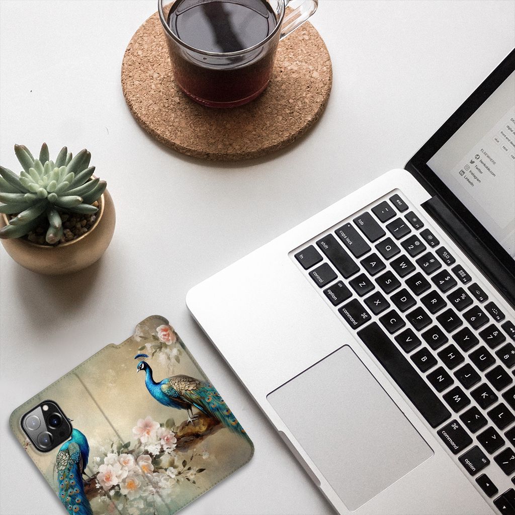 Hoesje maken voor iPhone 14 Pro Vintage Pauwen